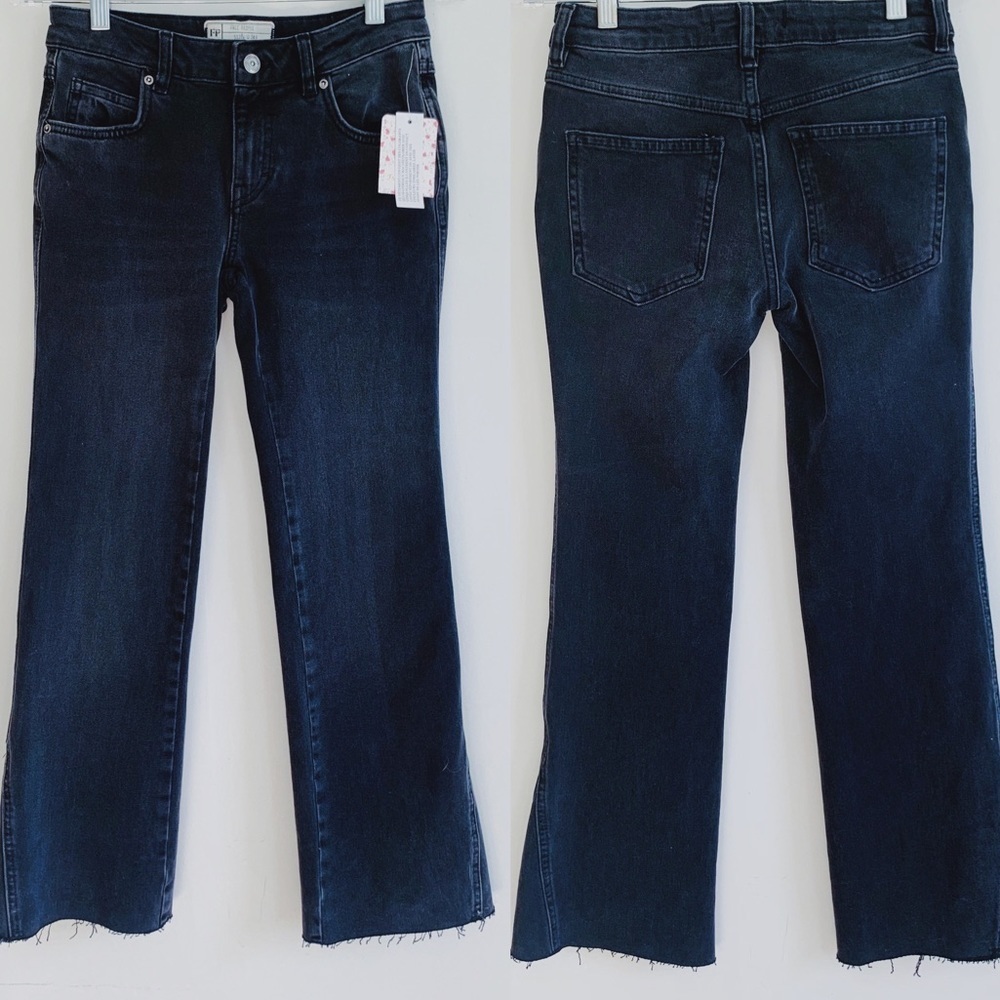 NWT Free People Rita Raw Edge Black Cropped Jeans​ Women’s size 24​​